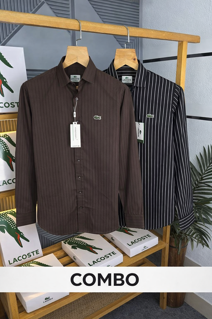Premium Vertical Striped Designer Casual Cotton Shirt | Pack of 2