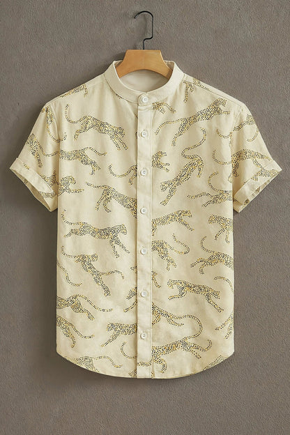 Premium Printed Mandarin Designer Casual Cotton Shirt | Pack of 2