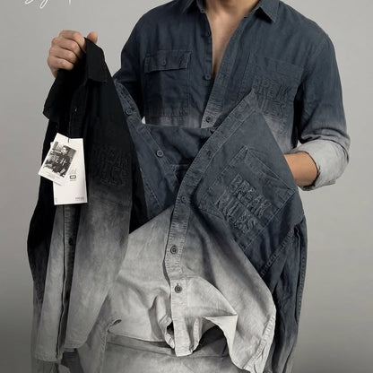 Premium Ombre Washed Denim Designer Casual Cotton Shirt | Pack of 2