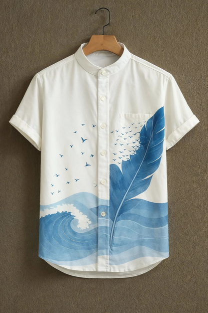 Premium Nature-Inspired Mandarin Designer Casual Cotton Shirt | Pack of 2