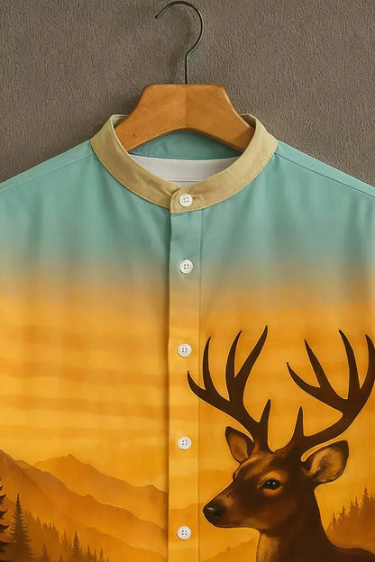Premium Nature-Inspired Mandarin Designer Casual Cotton Shirt | Pack of 2