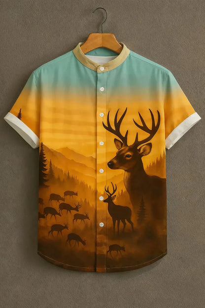 Premium Nature-Inspired Mandarin Designer Casual Cotton Shirt | Pack of 2