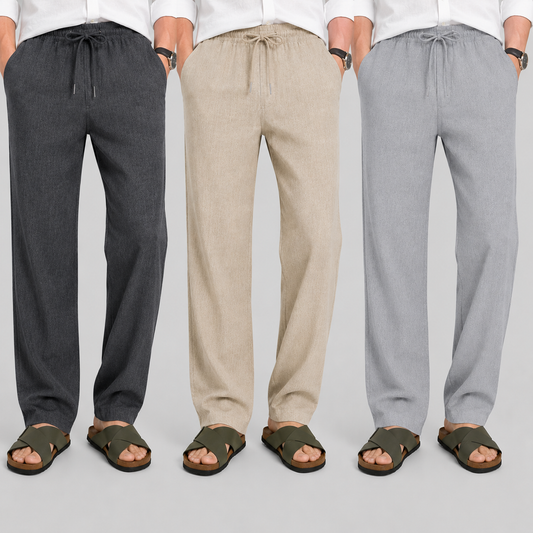 Men's Loose Fit Pants – Dark Gray, Beige & Gray | Pack of 3